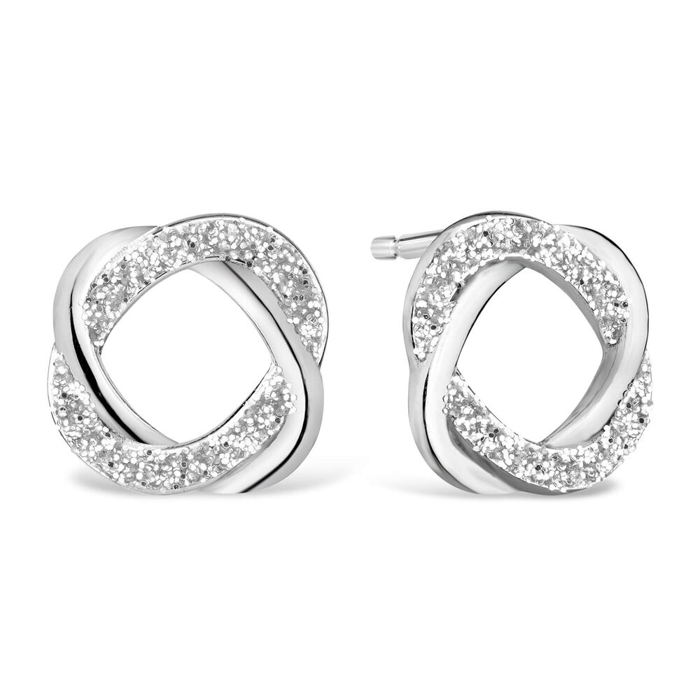 9ct White Gold Cubic Zirconia Knot Ladies Stud Earrings