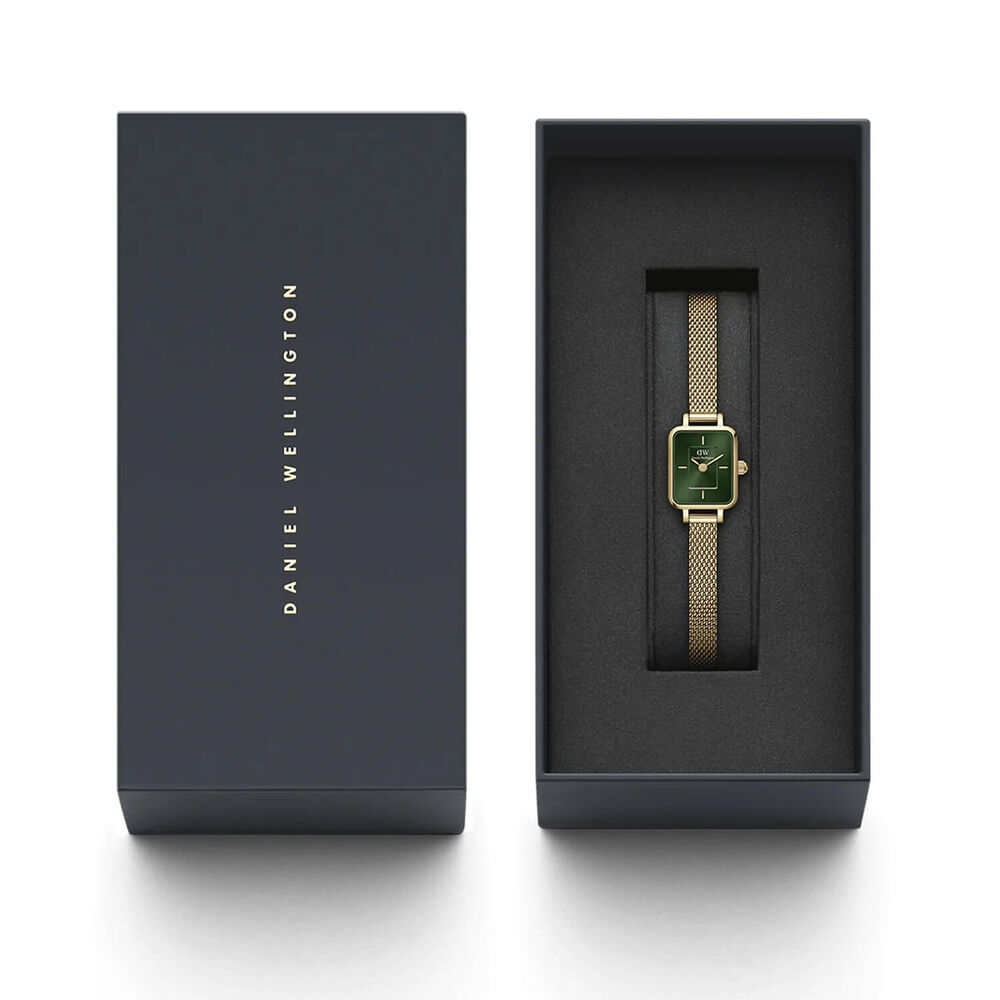 Daniel Wellington Micro 15,5x18mm Green Dial Yellow Gold Mesh Bracelet Watch image number 4
