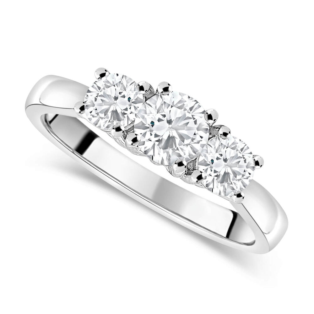 18ct White Gold 1.00ct Trilogy Diamond Tulip Setting Ring image number 0