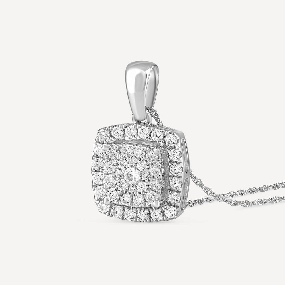 Platinum 0.50 Carat Square Cluster Halo Pendant image number 1