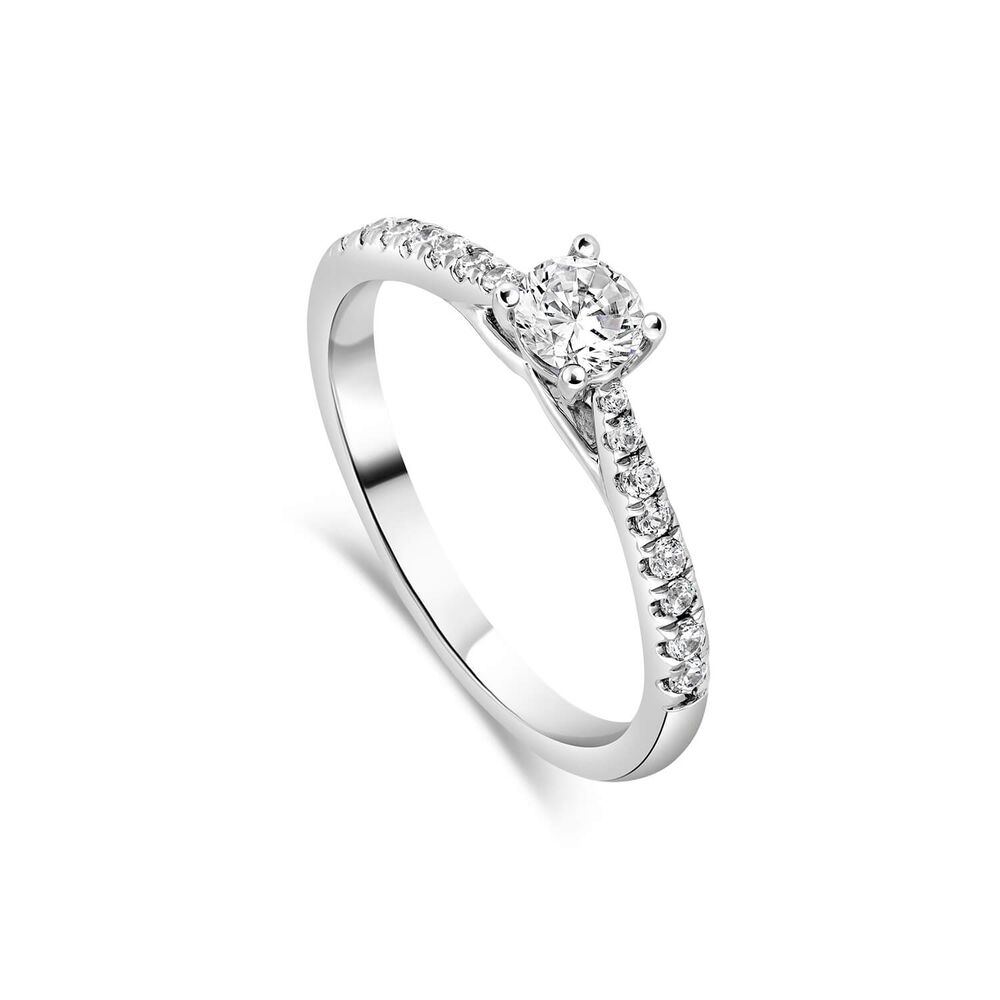 18ct White Gold Orchid Setting With 0.50 Carat Diamond Set Shoulders Ring image number 0