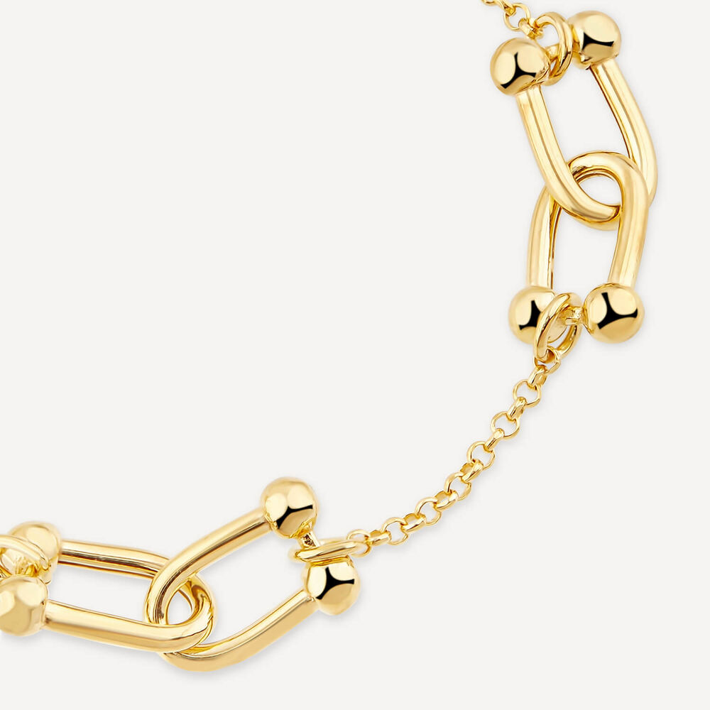Yellow Gold Plated Sterling Silver Stationed Stirrup Chain Bracelet