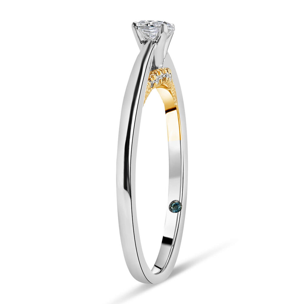 Kathy De Stafford 18ct White Gold ''Iris'' Diamond Solitaire & Yellow Gold Diamond Set Bridge 0.25ct Ring image number 3