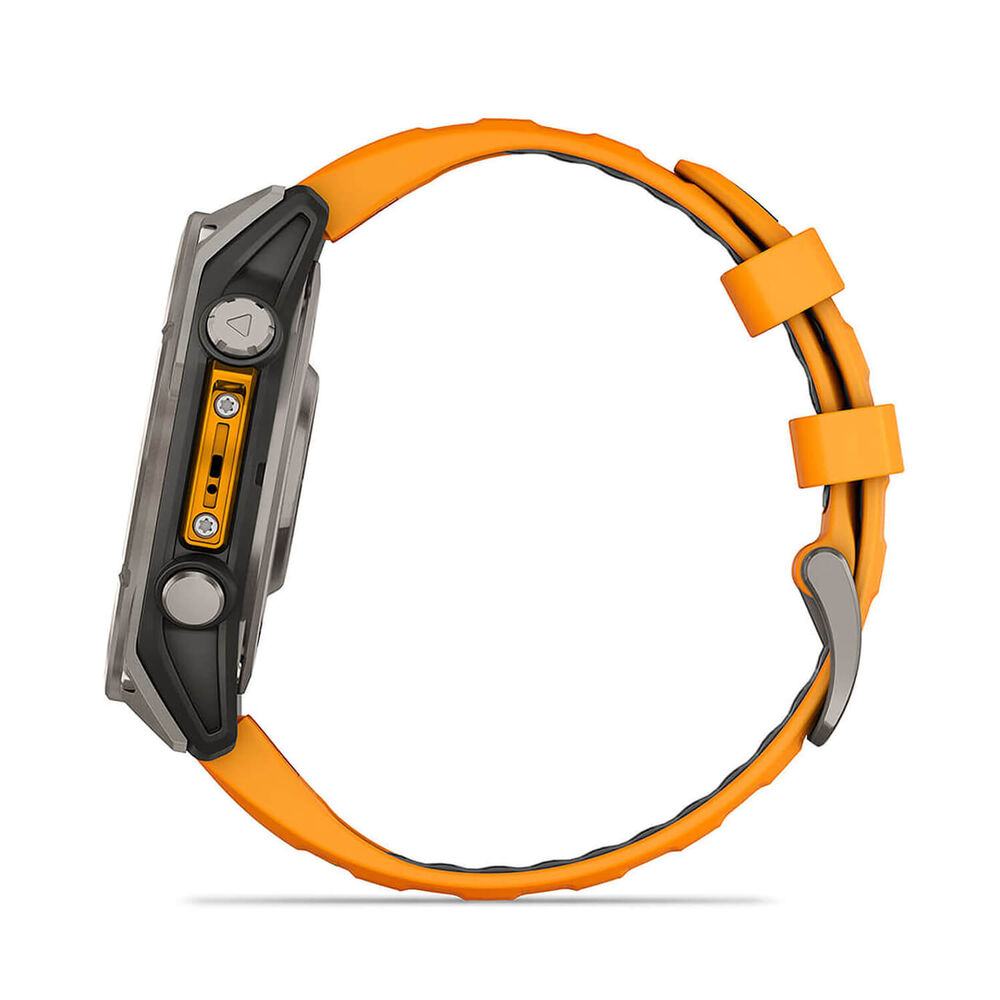 Garmin fenix® 8 AMOLED Sapphire 47mm Titanium Case Spark Orange Graphite Silicon Strap Watch image number 13