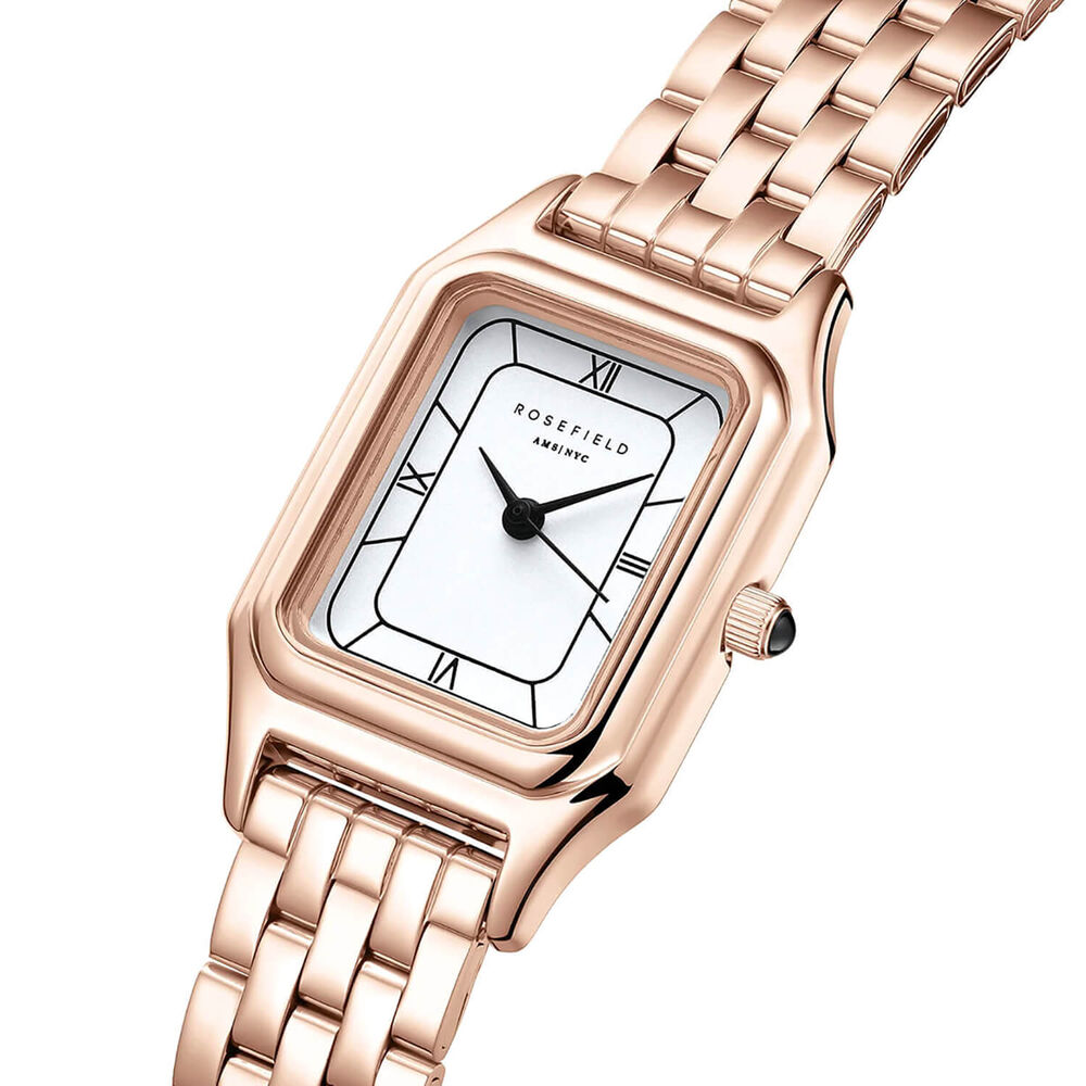 Rosefield Ivy 21x26mm White Dial Rose Gold Tone Stainless Steel Bracelet Watch