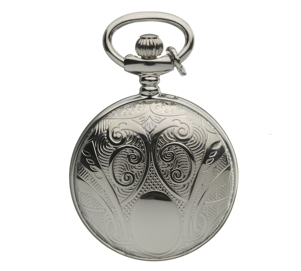 Mount Royal White Roman Numerals Dial Engraved Full Hunter Case Pendant Pocket Watch