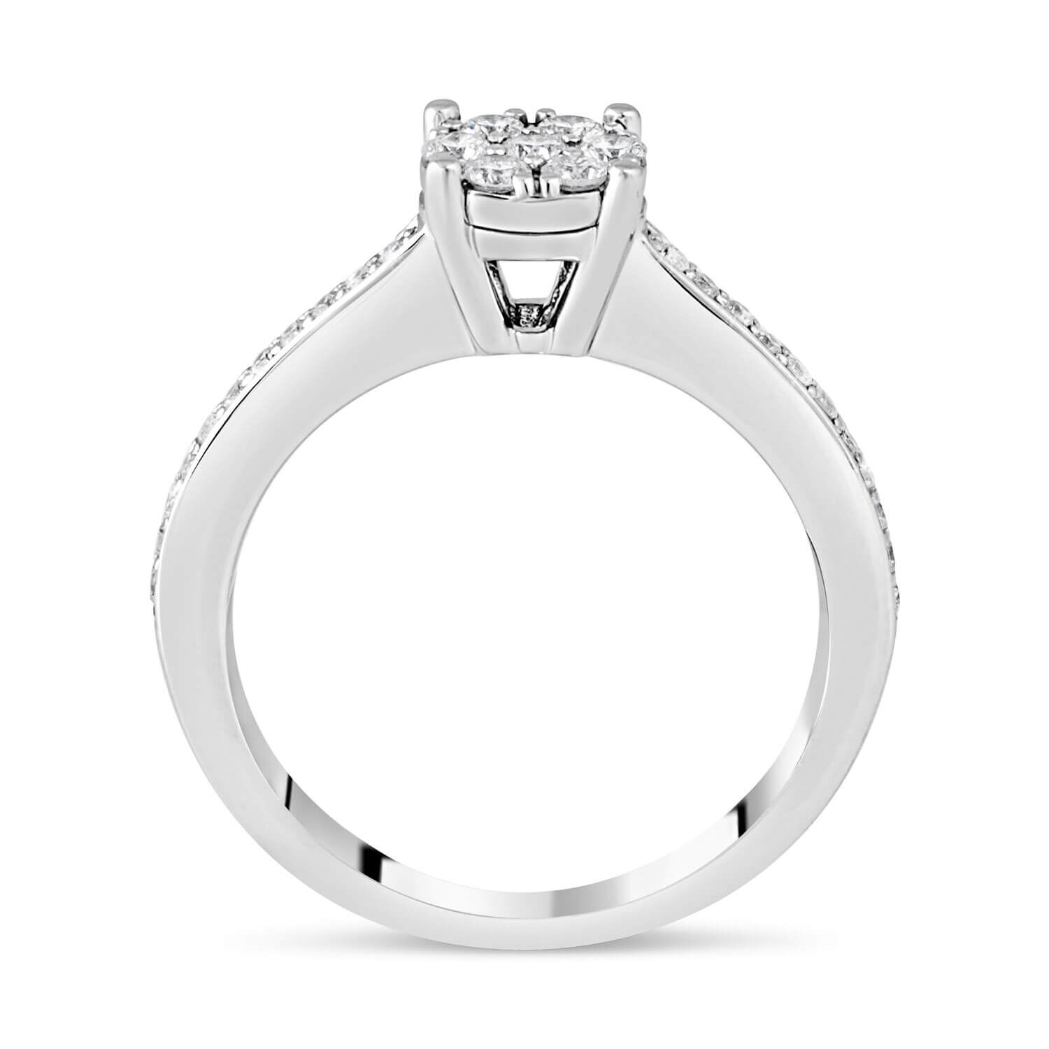 Ladies 9ct White Gold Blossom Diamond Engagement Ring