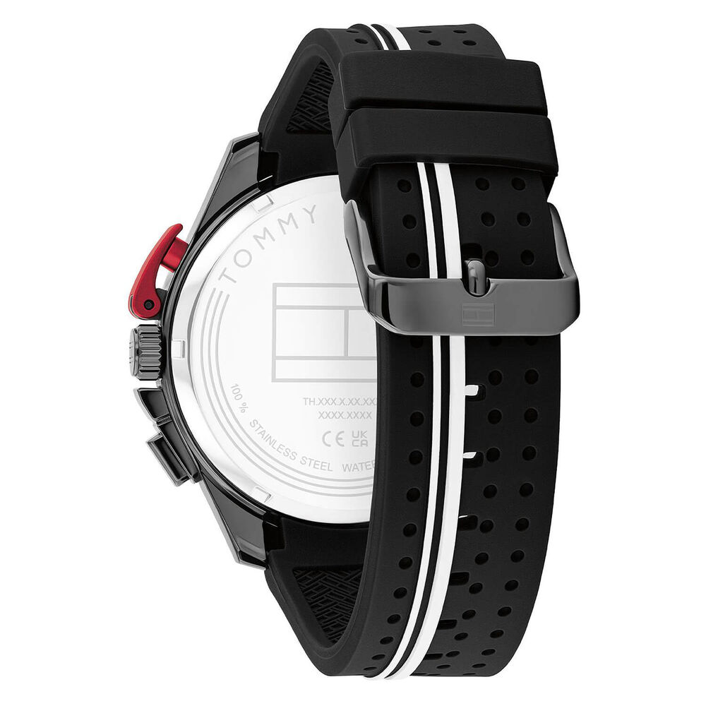 Tommy Hilfiger 46mm Black Chronograph Dial Rubber Strap Watch image number 2