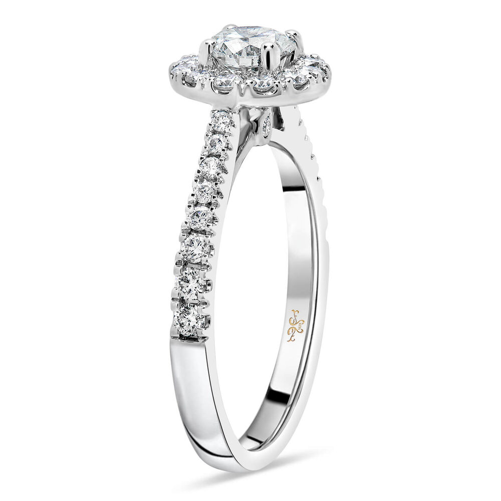 Kathy De Stafford 18ct White Gold ''Blossom'' Round Halo Diamond Shoulders 0.90ct Ring image number 3