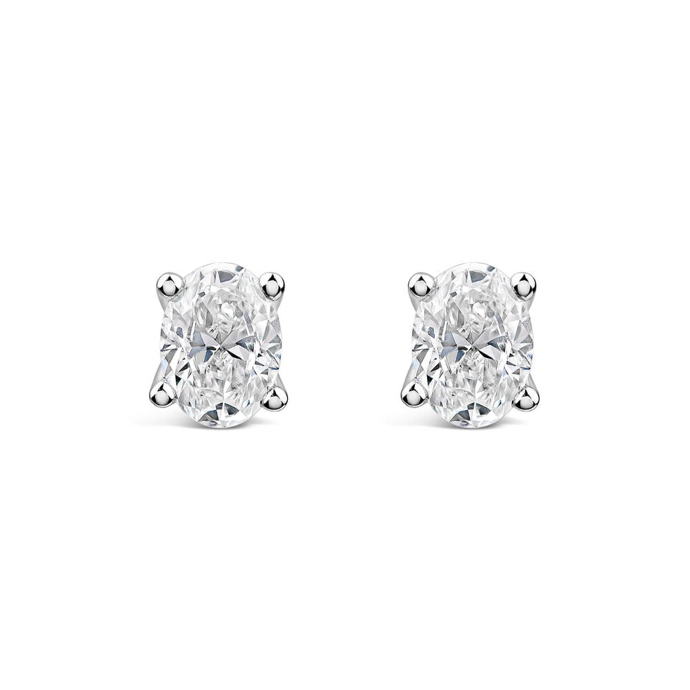 Born 9ct White Gold 1.00ct Lab Grown Oval Diamond Stud Earrings