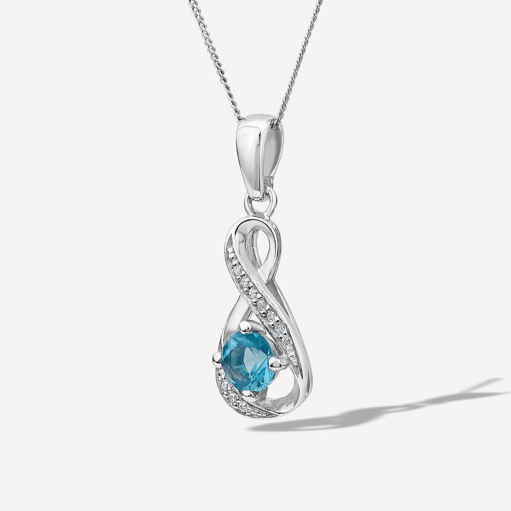 Sterling Silver and Cubic Zirconia March Birthstone Pendant (Chain Included) image number 1