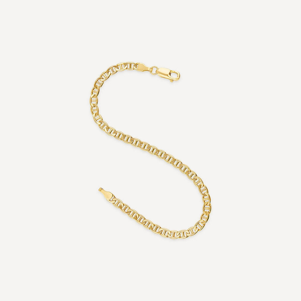 9ct Yellow Gold Bevelled Marine Chain Bracelet image number 3