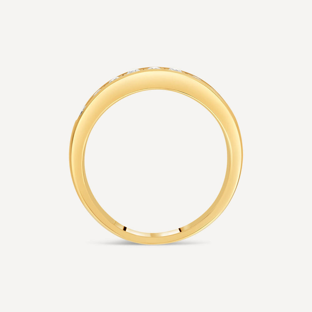 9ct Yellow Gold Illusion Channel Set 0.15ct Diamond Half Eternity Ring image number 3