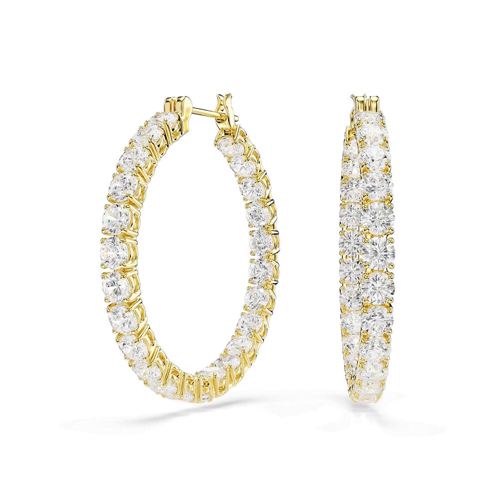 Swarovski Matrix Cubic Zirconia 18ct Yellow Gold Finished Hoop Earrings