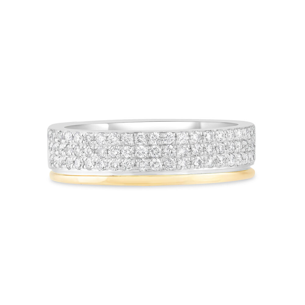 18ct Yellow & White Gold 0.49ct Diamond Row Wedding Ring image number 1