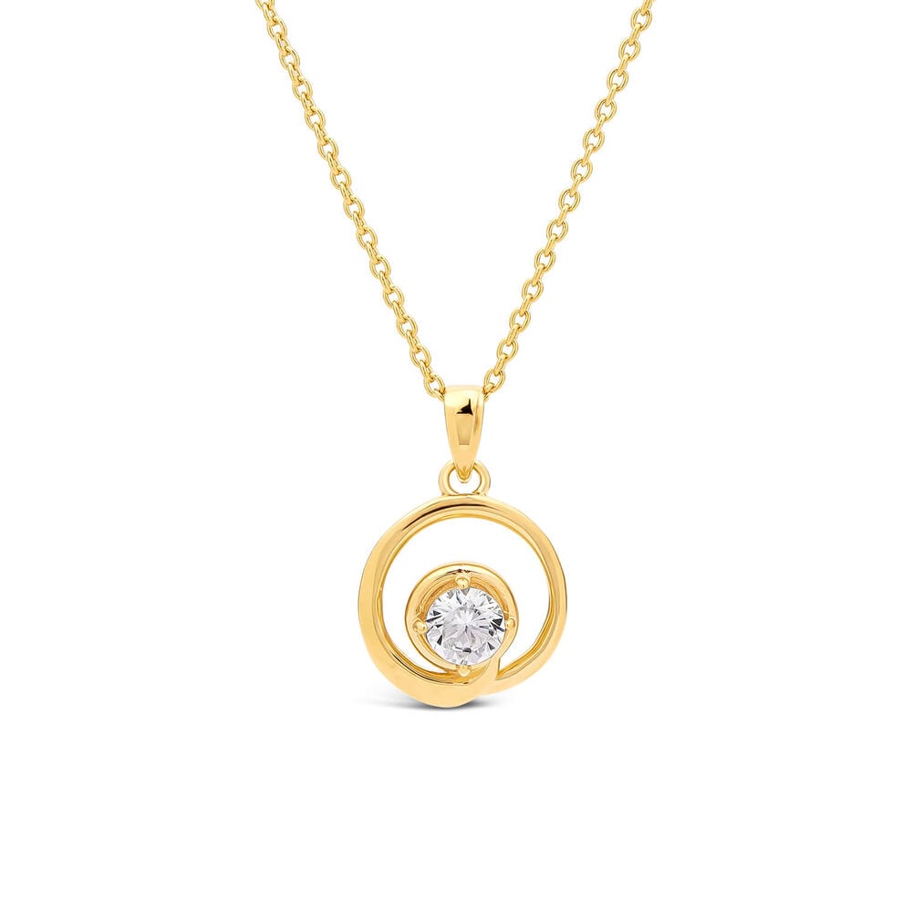 Yellow Gold Plated Sterling Silver Cubic Zirconia Open Swirl Pendant image number 0