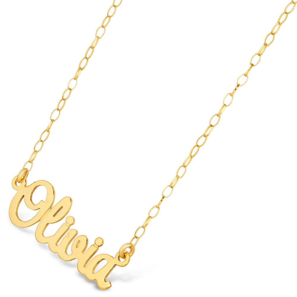 9ct Yellow Gold Personalised Name Necklace (up to 6 letters) (Special Order) (Chain Included) image number 1