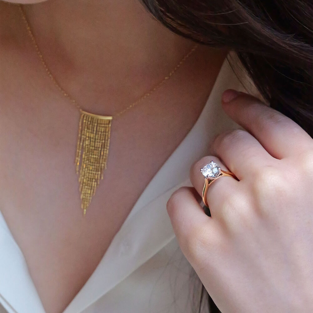 Yellow Gold Plated Sterling Silver Arrow Shaped Fringe Necklet image number 4