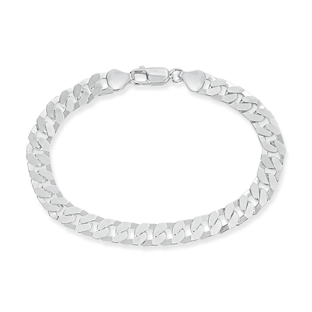 Sterling Silver Flat Square Curbed Men's Bracelet