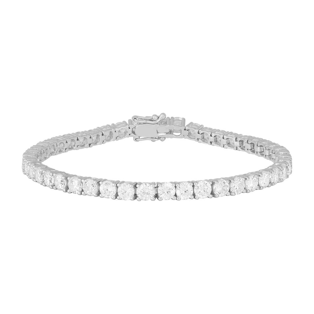 Silver and cubic zirconia tennis bracelet image number 0