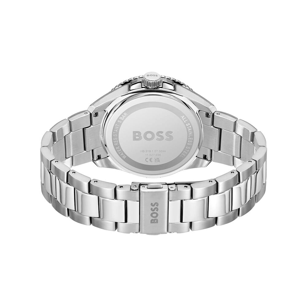 BOSS Runner 43mm Burgundy Dial Bezel Stainless Steel Bracelet Watch image number 4