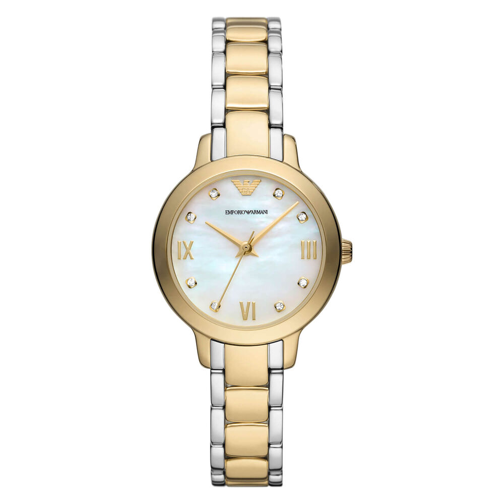 Emporio Armani Cleo 32mm White Dial Steel &Yellow Gold PVD Case Watch image number 0
