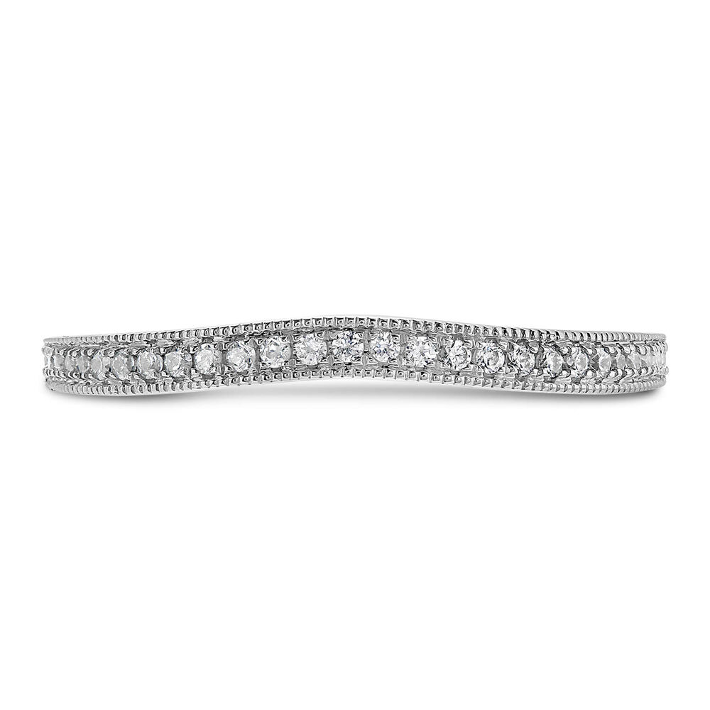 Kathy de Stafford 18ct White Gold Milgrain Dip Ring 0.11ct