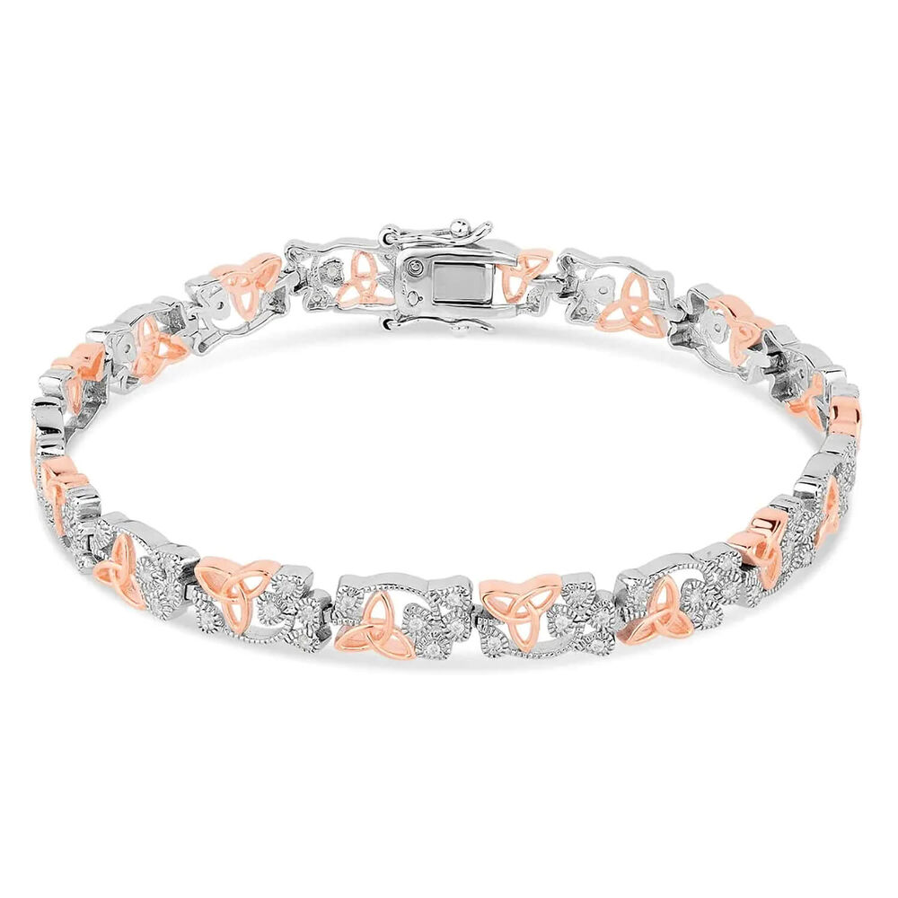 Sterling Silver & Rose Gold Shamrock Trinity Knot Bracelet