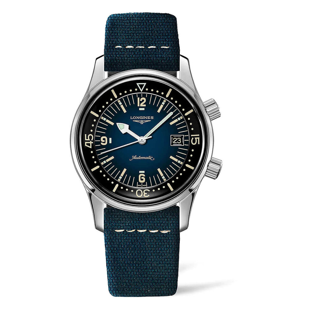 Longines Heritage Diver 42mm Blue Dial Steel Case Blue Strap Watch