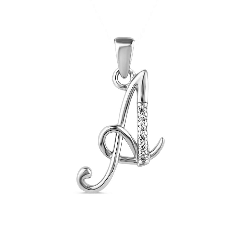 Sterling Silver Cubic Zirconia Set Initial ‘A’ Pendant image number 0