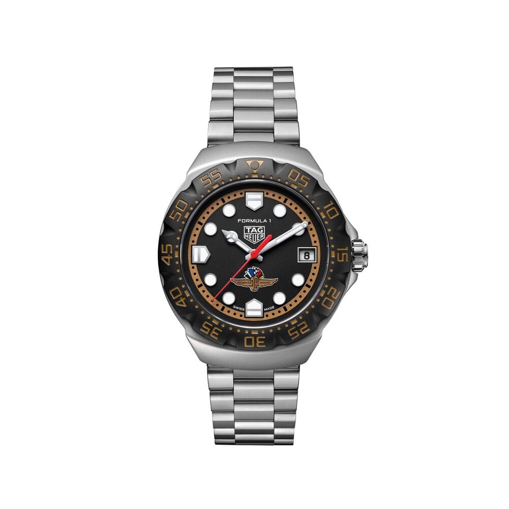 TAG Heuer Formula 1 Solargraph x Indy 500 38mm Black & Brown Dial Steel Bracelet Watch