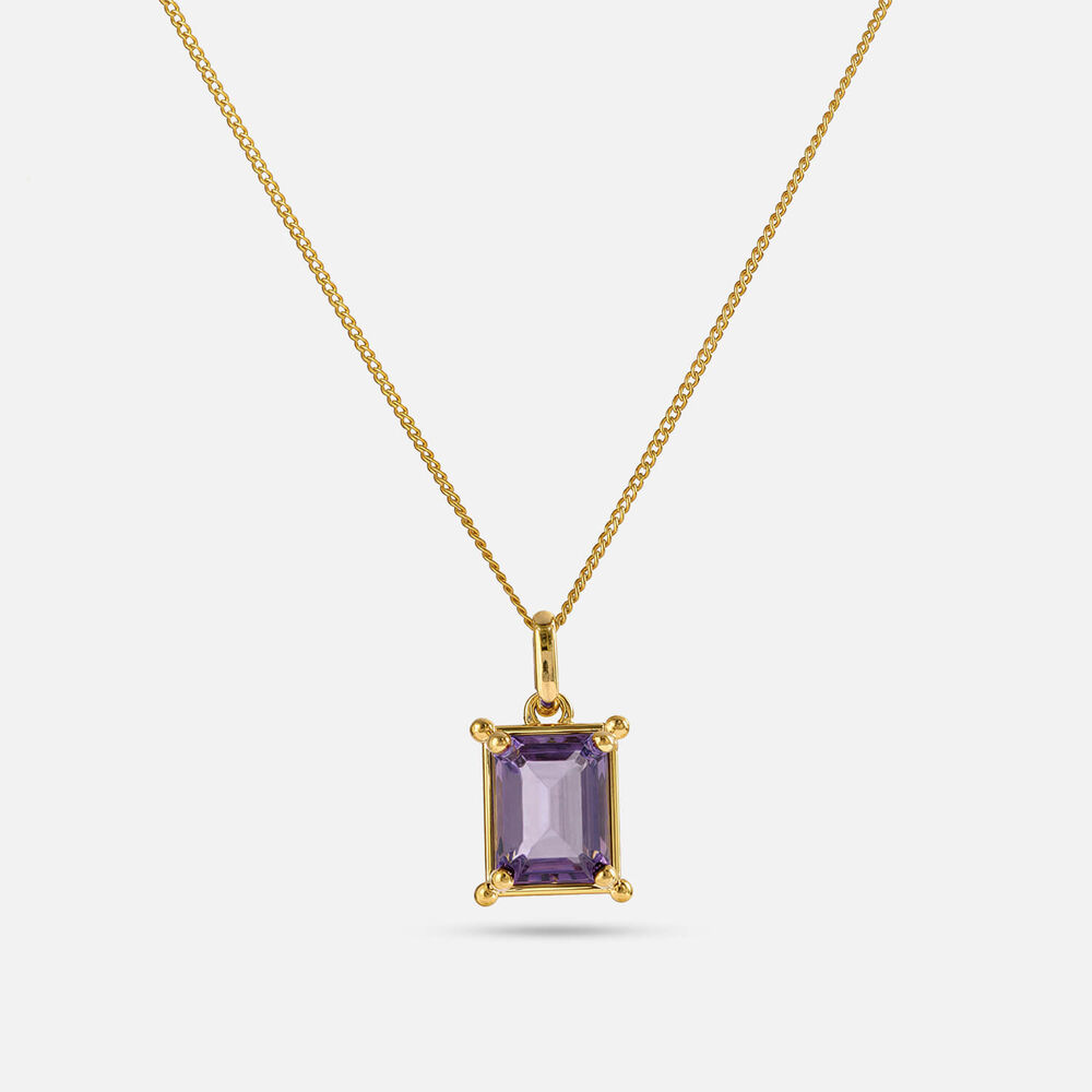 9ct Yellow Gold Rectangular Amethyst Pendant