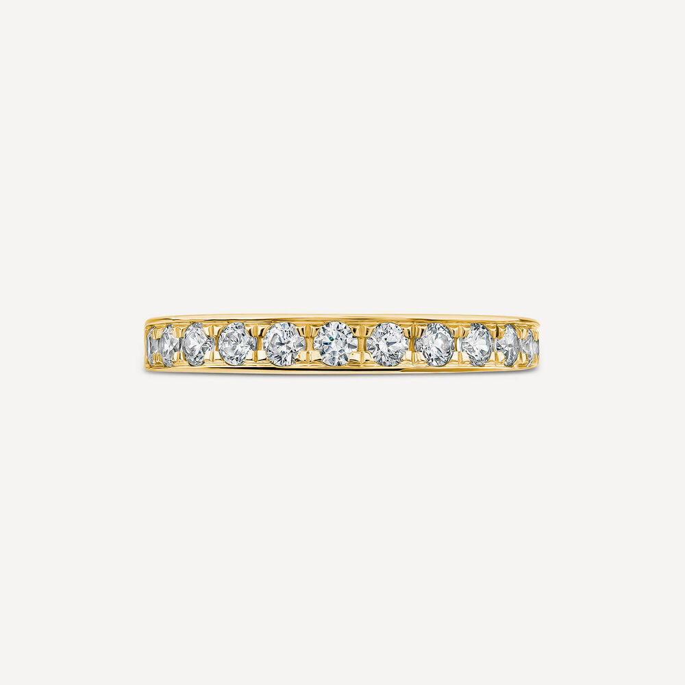 9ct Yellow Gold 3mm 0.50ct Diamond Pave Set Wedding Ring