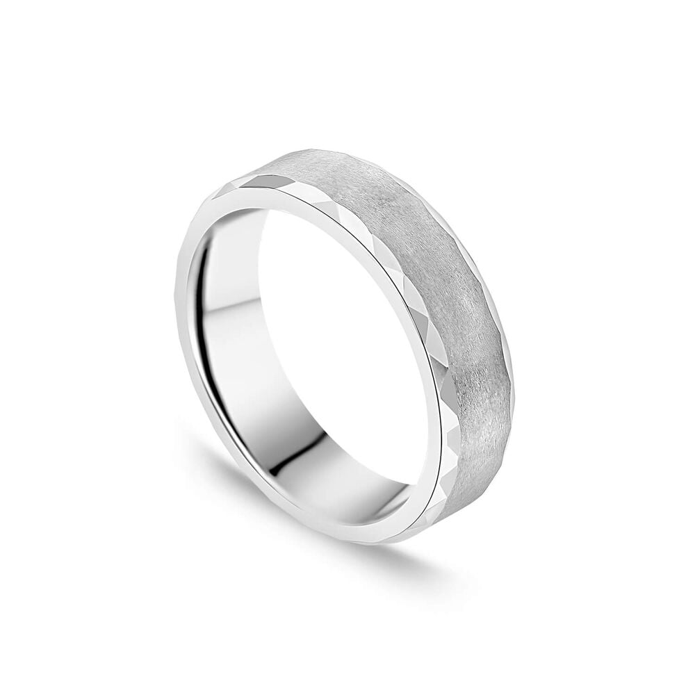Tungsten Matte Diamond Cut Edge 6mm Men's Ring
