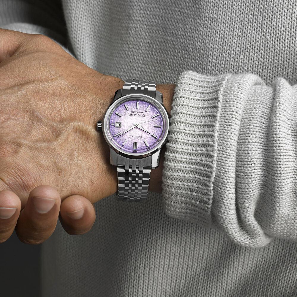 King Seiko KSK 6L ‘Tenjin-Fuji Violet’ 38.6mm Dial Stainless Steel Bracelet Watch image number 5