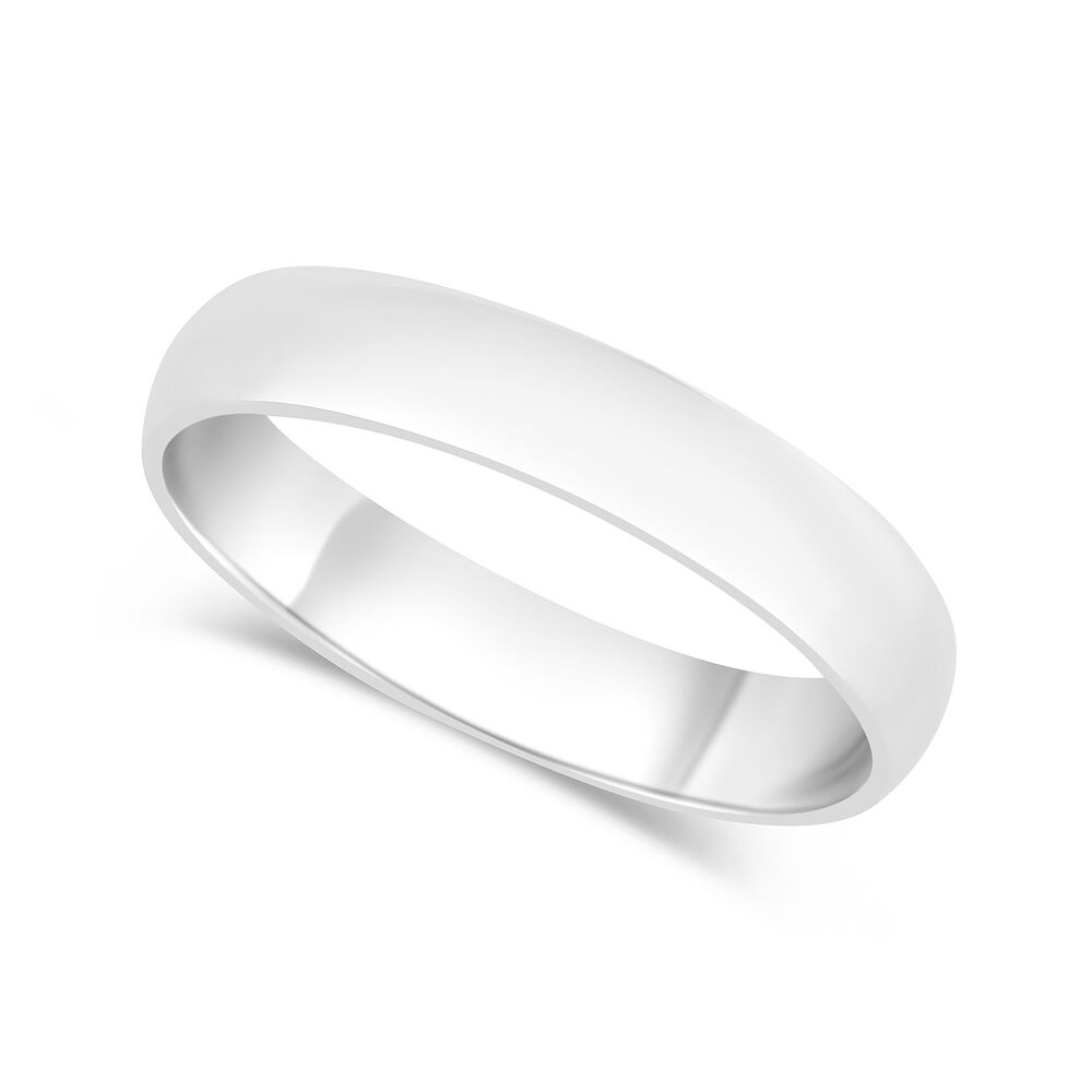 9ct White Gold 4mm Gents Wedding Ring image number 0