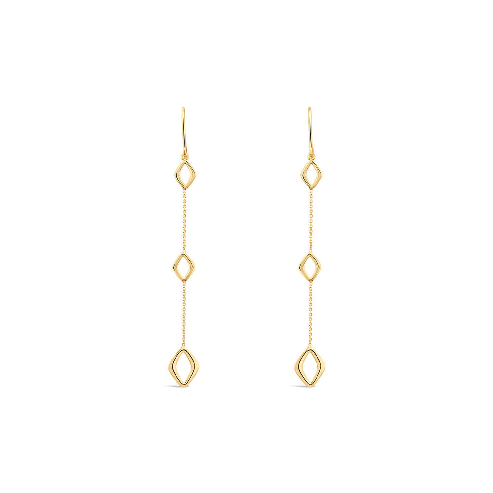 9ct Open Polished Graduated Diamond Shape Drop Earrings image number 0