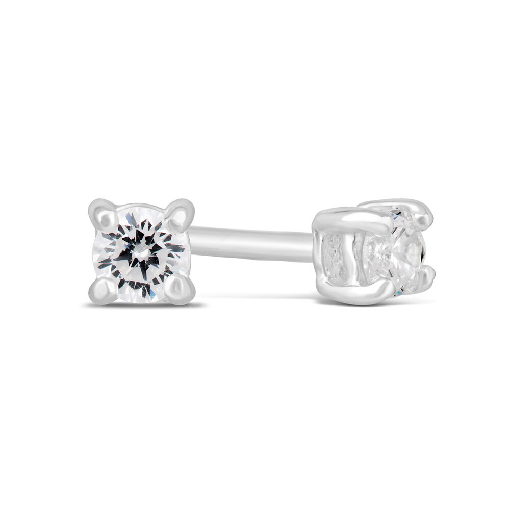 Sterling Silver Cubic Zirconia Children's Claw Stud Earrings image number 2
