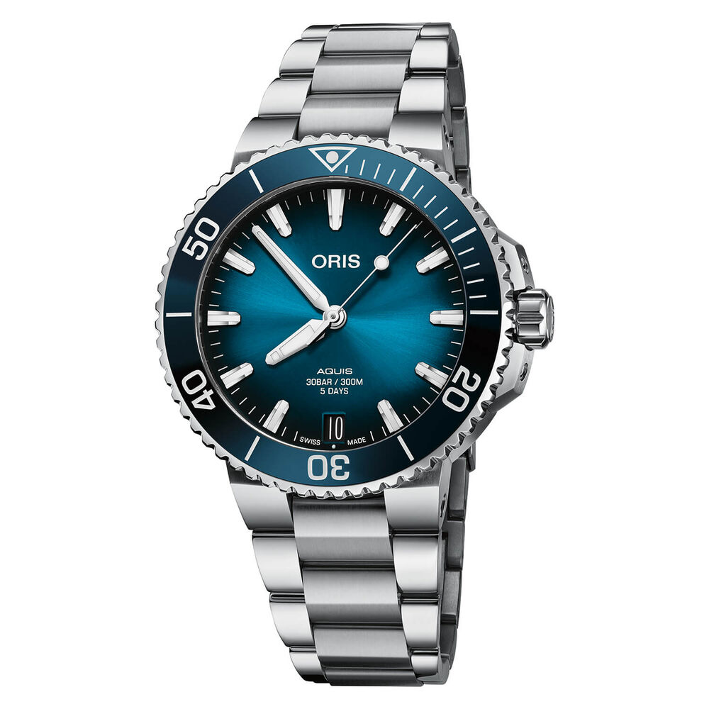 Oris Aquis Calibre 400 41.5mm Blue Bezel Steel Bracelet Watch