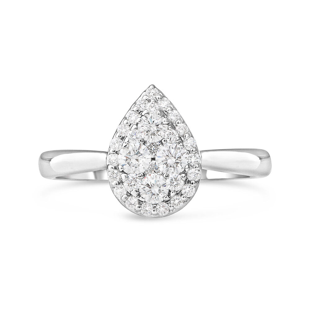18ct White Gold Pear Cluster Diamond Engagement Ring 0.50ct