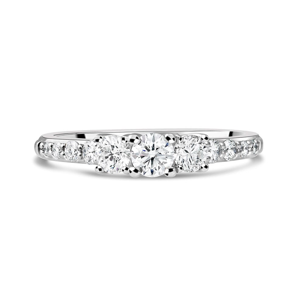 Ladies 18ct White Gold Trilogy Diamond Engagement Ring image number 1