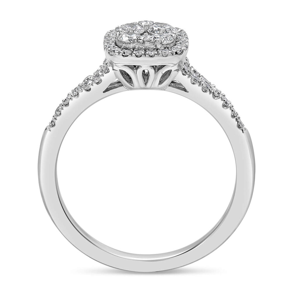 Platinum 0.50ct Diamond Cushion Cluster Split Shoulder Ring image number 2