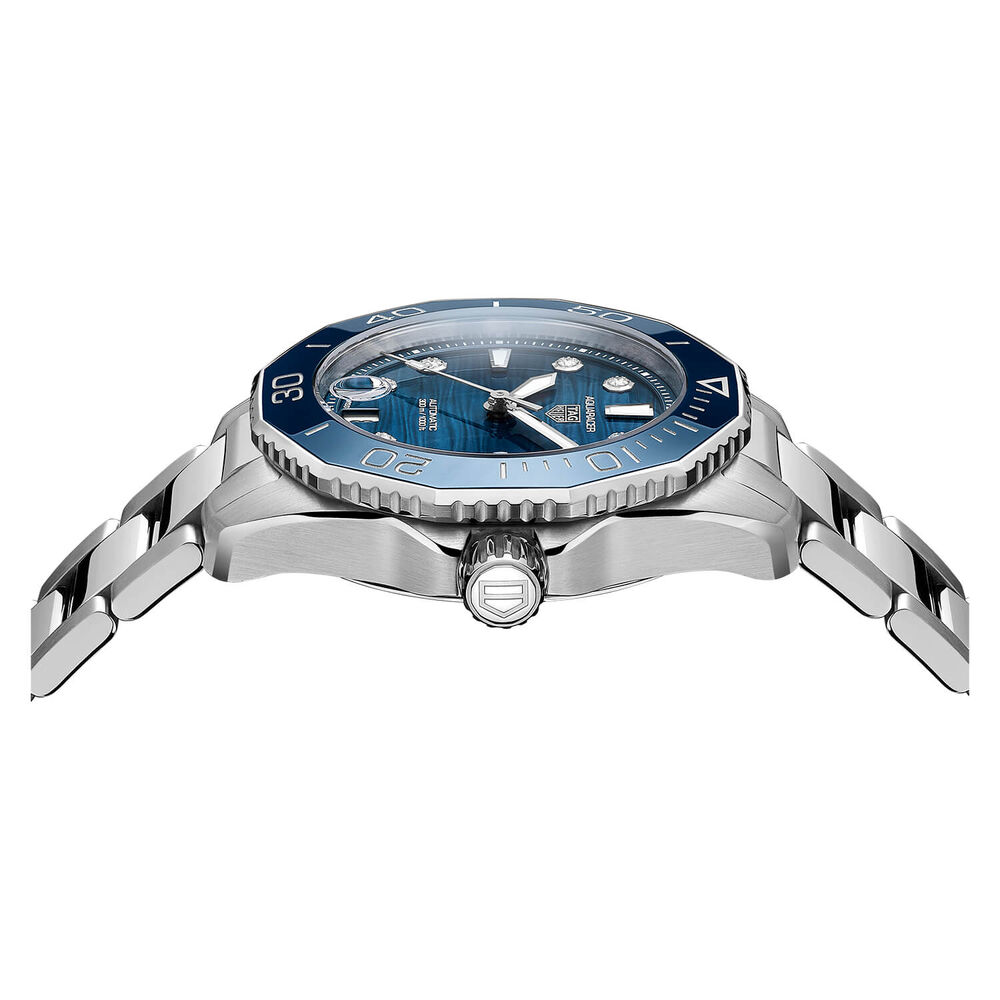 TAG Heuer Aquaracer 36mm Blue Dial Blue Bezel Steel Case Bracelet Watch image number 3