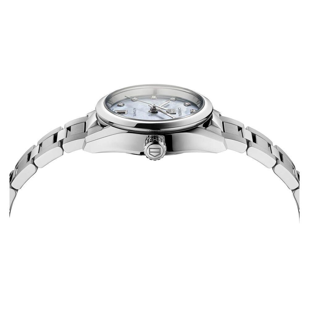 TAG Heuer Carrera Date 29mm Mother of Pearl Dial Stainless Steel Bracelet Watch image number 2