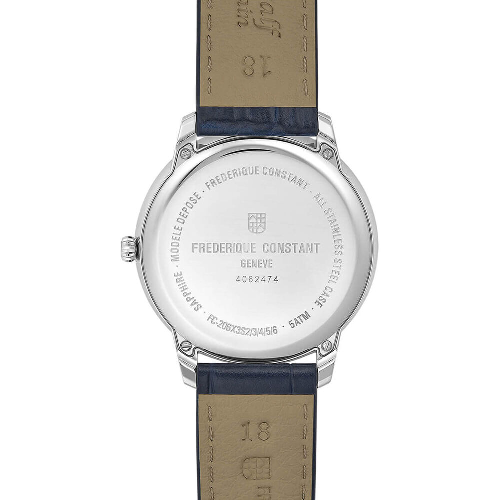 Frederique Constant Classics Moneta Moonphase 37mm Blue Dial Leather Strap Watch image number 2