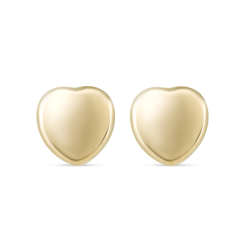 9ct Yellow Gold Polished Plain Heart Stud Earrings image number 0