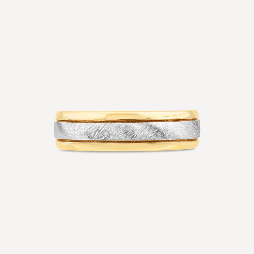 9ct Yellow Gold Silver 6mm Matte Polished Men's Wedding Ring image number 1