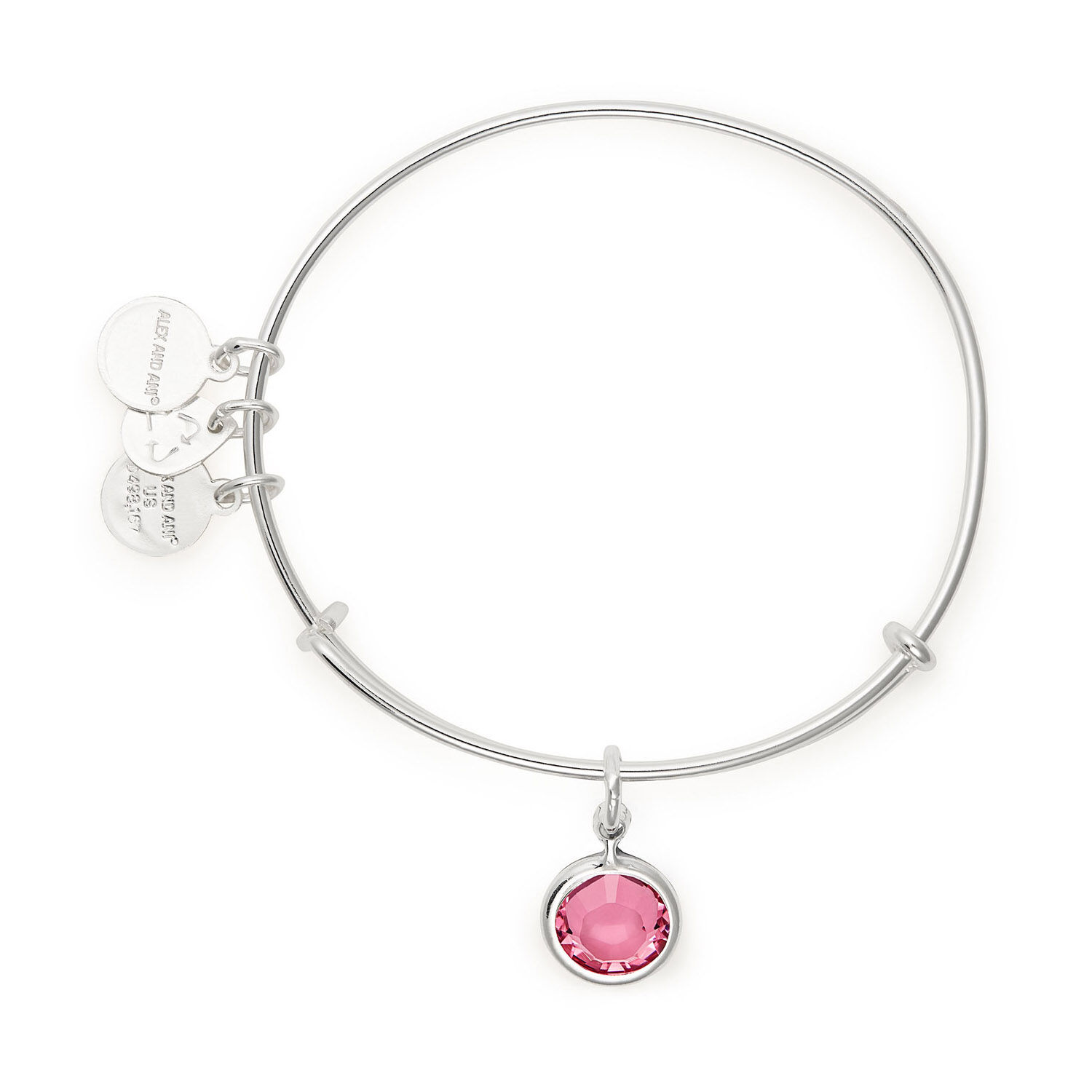 Alex And Ani Silver Tone Rose Swarovski October Bangle