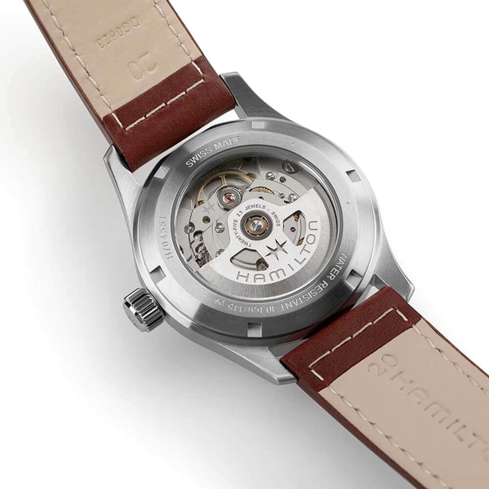 Hamilton Khaki Field 38mm Blue Dial Brown Leather Strap Watch