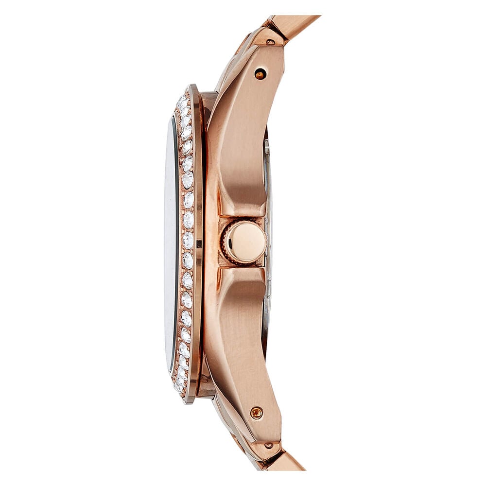 Fossil Riley Rose Chronograph Dial Cubic Zirconia Bezel Rose Gold Plated Bracelet Watch